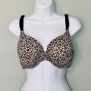 Joyspun Womens Modern Plunge Bra Padded Leopard Print 38D Underwire Super Soft
